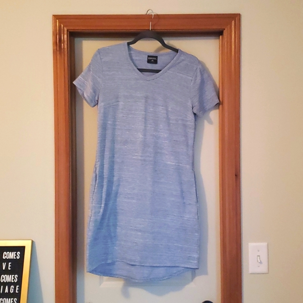 Heather blue t-shirt dress with pockets